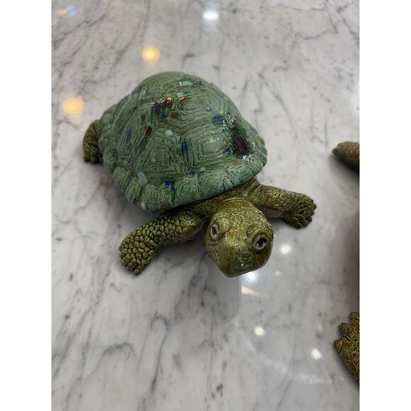 Vintage Scioto Hand Painted Ceramic Turtles Unique Lot of 2 Mother & Baby Turtle - Picture 12 of 15